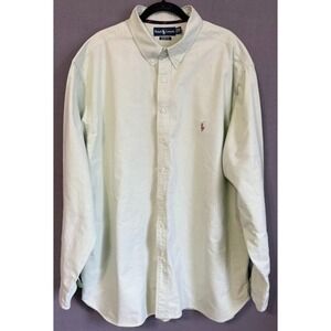 Polo Ralph Lauren Shirt Classic Fit Men 3XLT Green 100% Cotton Button Down Logo